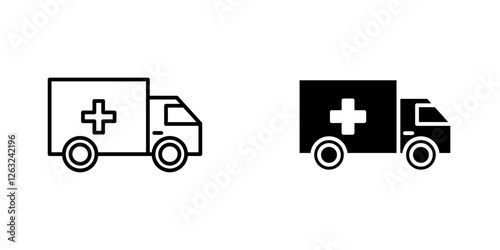 Ambulance icons thin line illustrations designs