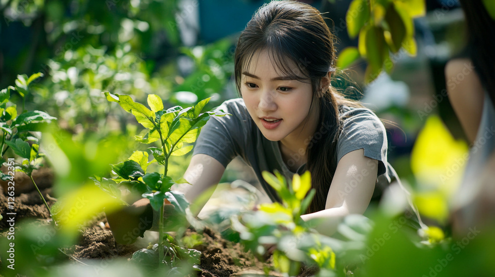 Young Woman Planting Saplings Green Garden Spring Nature Ecology Soil Care Life Hope Hobby Earth Young Woman Planting Saplings Green Garden Spring Nature Ecology Soil Care Life Hope Hobby Earth