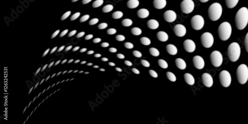 Black and white Monochrome Halftone Pattern Background with Dotted Circles. Spiraling dots radiating from the center, evoking a sense of modern elegance. pattern metal grid background. Illustration.