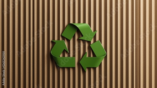 Recycle symbol prominently displayed on brown corrugated cardboard with a focus on sustainability
