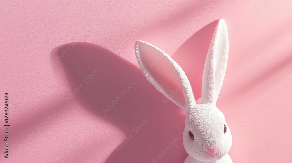 Obraz premium Festive Easter Bunny on a Pink Backdrop
