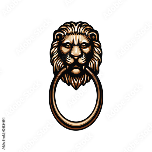 Create a clean, editable vector illustration of a classic door knocker, showcasing intricate details and a clearly defined stroke.  Suitable for various design projects.