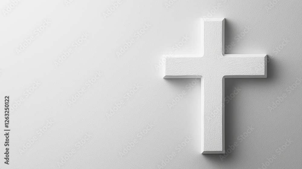 Fototapeta premium Simple Christian Cross on White Background