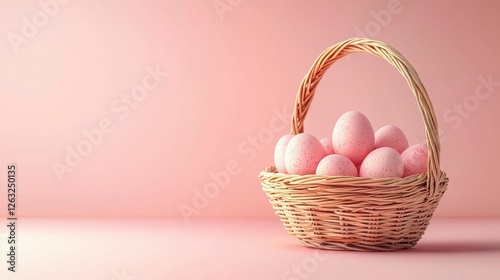 Basket of Pink Speckled Easter Eggs