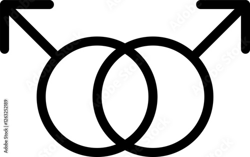 Gender line icons set. Sexual orientation sign. LGBT symbols of hetero and homo couples, female, male or unisex, asexual people. Contour sex identity emblems. Vector sign symbols icon collection.
