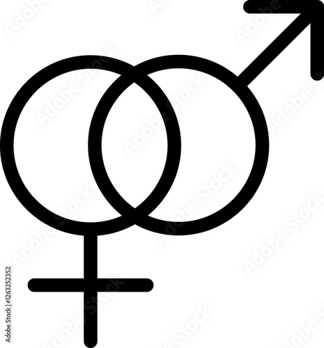 Gender line icons set. Sexual orientation sign. LGBT symbols of hetero and homo couples, female, male or unisex, asexual people. Contour sex identity emblems. Vector sign symbols icon collection.