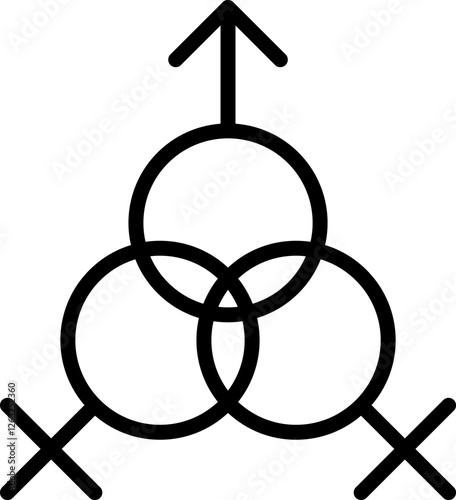 Gender line icons set. Sexual orientation sign. LGBT symbols of hetero and homo couples, female, male or unisex, asexual people. Contour sex identity emblems. Vector sign symbols icon collection.