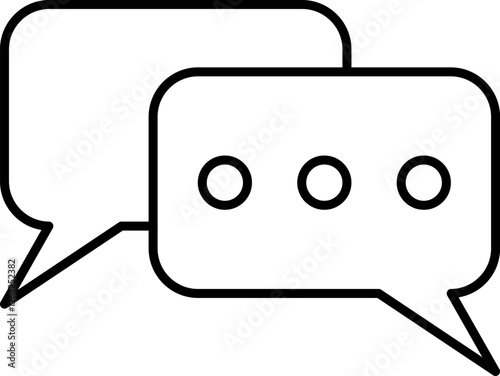 Chat icon. Blank white speech bubble in flat design, chatting box, message box icon. Balloon doodle style of thinking sign symbol. Speech bubble isolated on background.