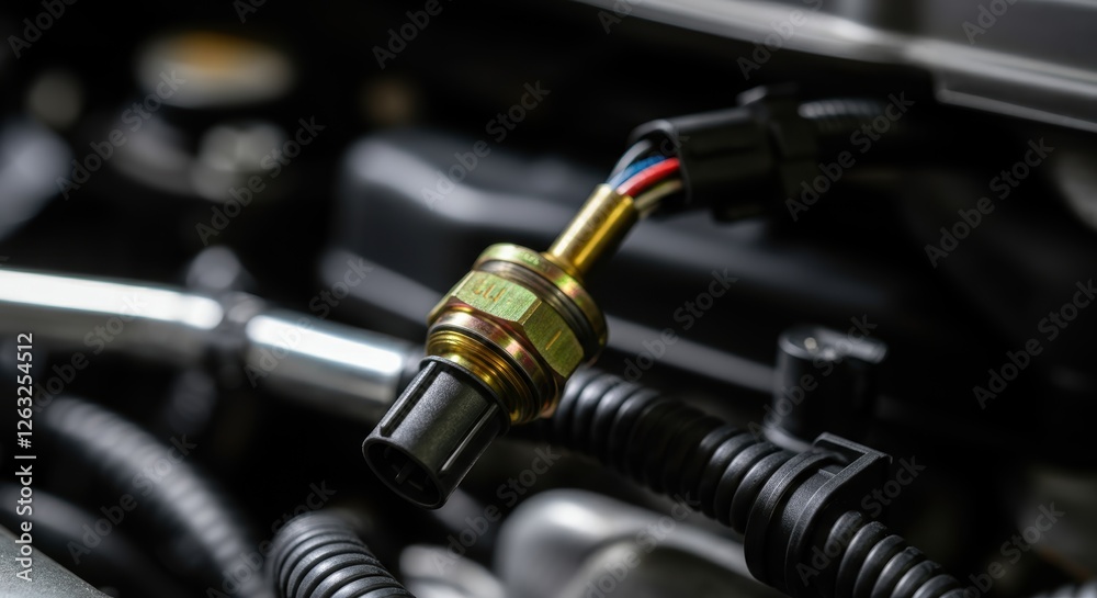 Close-up of engine knock sensor in modern car engine Close-up of engine knock sensor in modern car engine