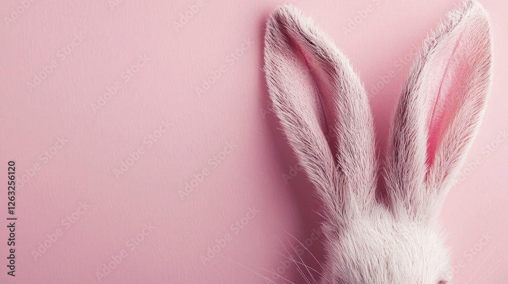 Obraz premium Pink Easter Bunny Ears on Pastel Background Illustration