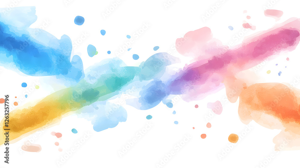 Obraz premium Watercolor drops and stripes on white background abstract background