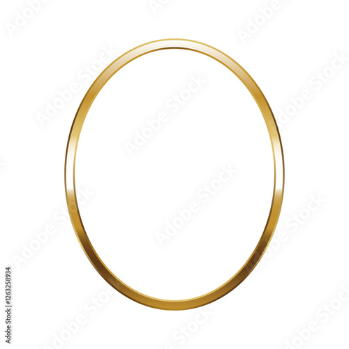 Oval gold frame. Isolated luxury oval golden border. Gold ellipse flat frame mockup design element. Vector illustration.