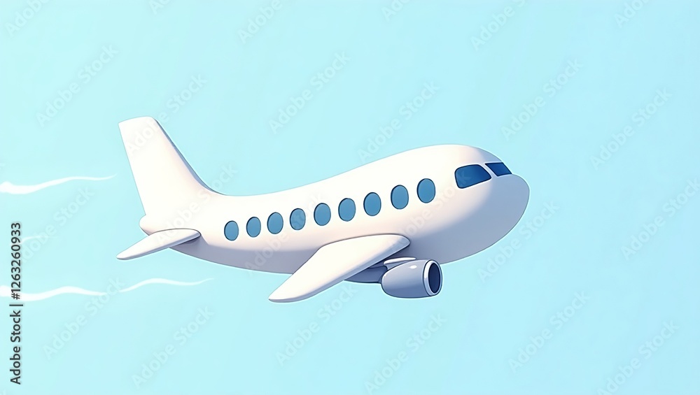 Naklejka premium Whimsical 3D Cartoon Plane – Soaring in Flight Illustration