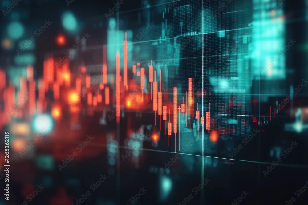 Close-up of a stock candlestick chart, representing stock trading, financial business, and global market trends. Close-up of a stock candlestick chart, representing stock trading, financial business, and global market trends.
