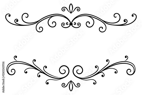 Elegant Vintage Dividers & Ornate Flourishes: Classic Decorative Line Art & Calligraphic Borders