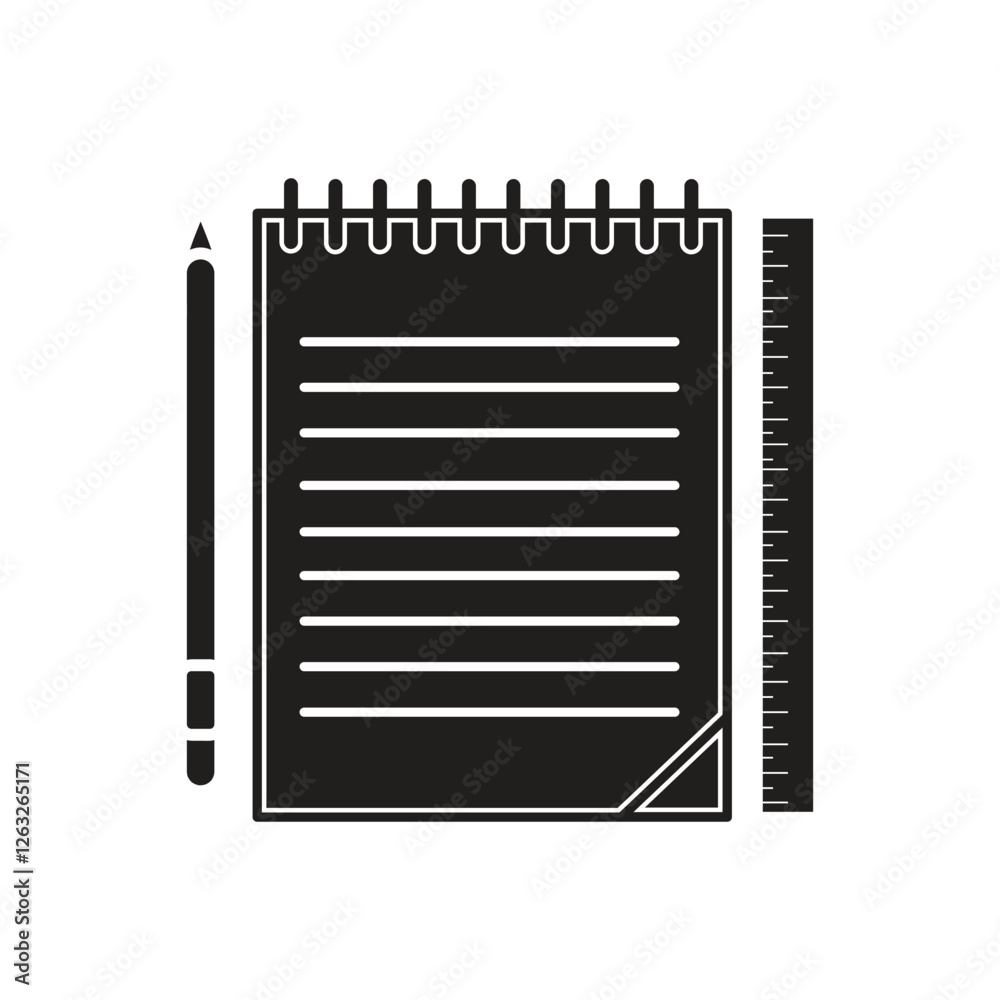 notebook with pencil and ruler editable icon notebook with pencil and ruler editable icon