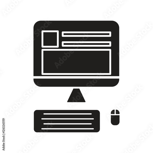 vector computer icon, keyboard, mouse - editable icon