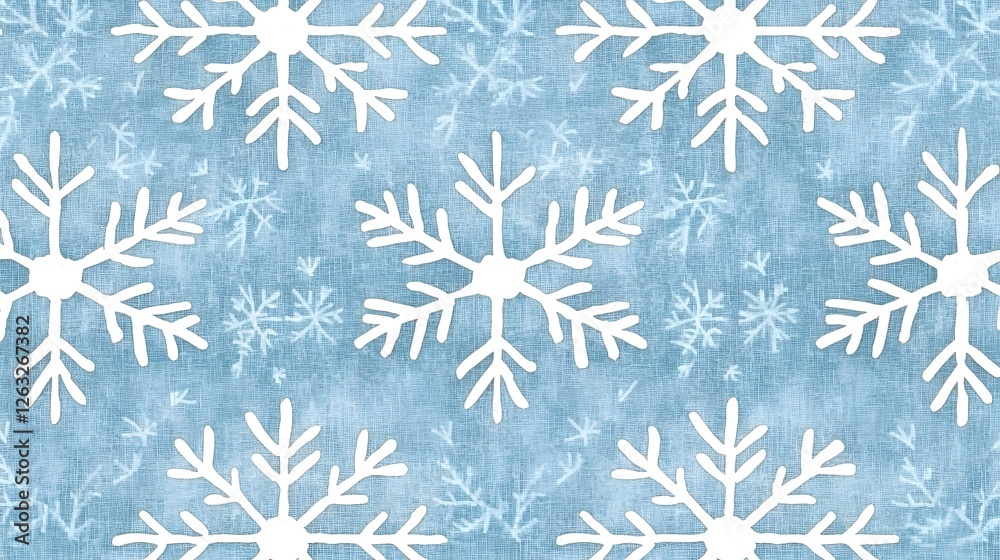 Fototapeta premium White Snowflakes on Blue Background for Winter Holiday Themes