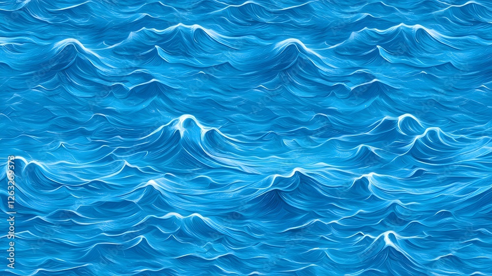 Fototapeta premium Calm Ocean Waves in Vibrant Blue Tones and Gentle Movement
