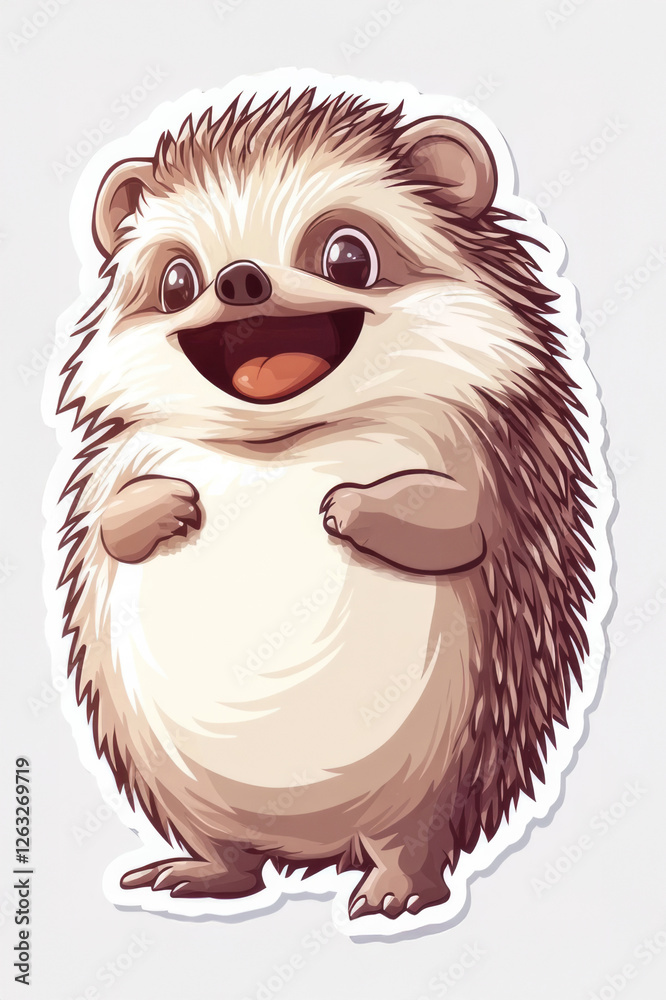 Obraz premium This charming hedgehog radiates happiness with its big grin and soft texture, making it a perfect representation of joy and the beauty of cute wildlife art.