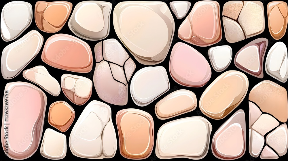 Fototapeta premium Colorful Smooth Stones in Various Shapes and Sizes for Background Use
