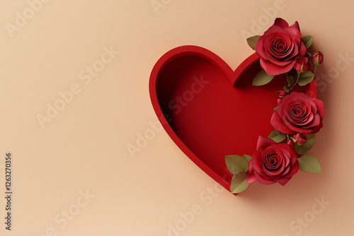 Minimalist heart with roses inside – stylish romantic stock image for branding and editorial use