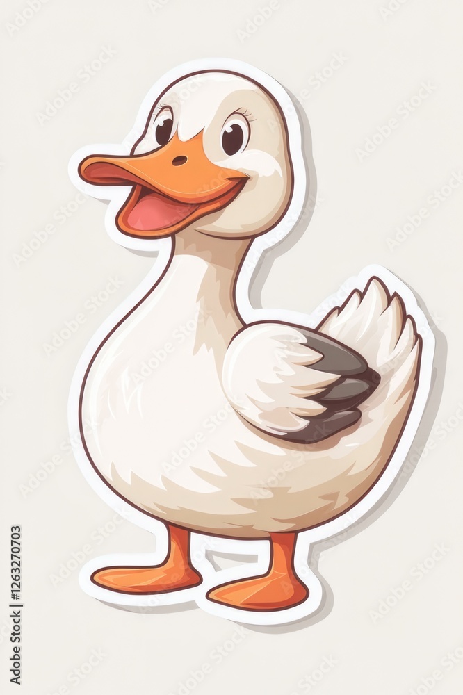 Obraz premium This delightful illustration of a cartoon duck, standing proudly, radiates joy and playfulness, making it ideal for kids-oriented content or branding.