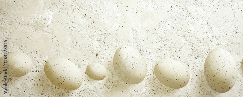 Speckled Eggs Row Against Textured Backdrop photo