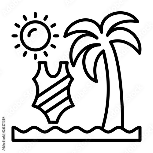 Beach fashion show Outline Style Icon Design