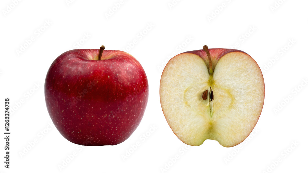 large red apple with half cut apple revealing the inside of the apple large red apple with half cut apple revealing the inside of the apple