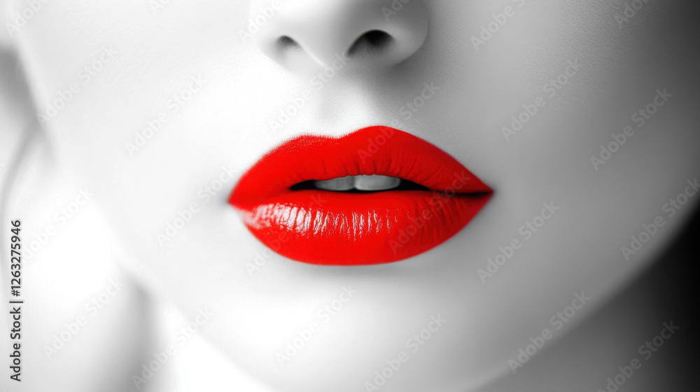 Obraz premium Red and white, beautiful, face, inviting.