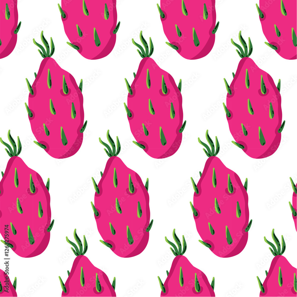 Bright seamless pattern on a white background, showing the design of fresh fruits for decoration. Suitable for wallpaper, textiles, posters, postcards.