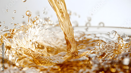 Freshly Pulled Espresso Shot Being Poured Into an Elegant Glass with Bubbles and Splash Effects