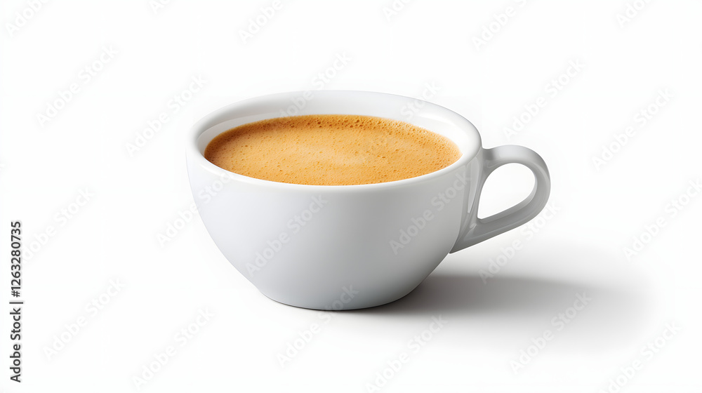 Concentrated Italian Coffee Ristretto in White Cup with Smooth Creamy Texture Concentrated Italian Coffee Ristretto in White Cup with Smooth Creamy Texture