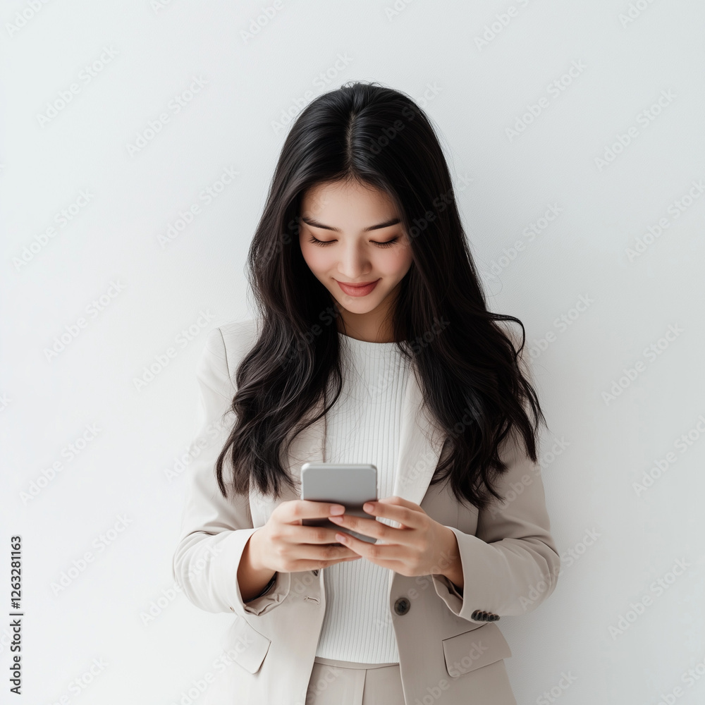 Power in Motion: An Asian Businesswoman Connecting on the Go Power in Motion: An Asian Businesswoman Connecting on the Go