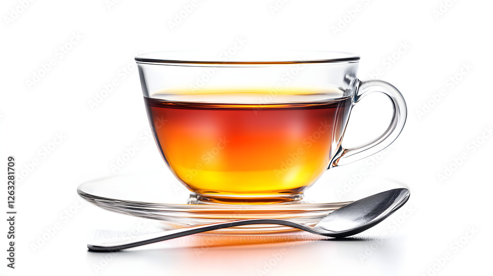 Bold and Aromatic Italian Espresso Served with a Spoon in a Clear Glass Cup Bold and Aromatic Italian Espresso Served with a Spoon in a Clear Glass Cup