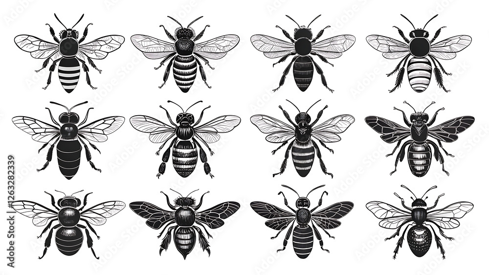 set of bee isolated set of bee isolated
