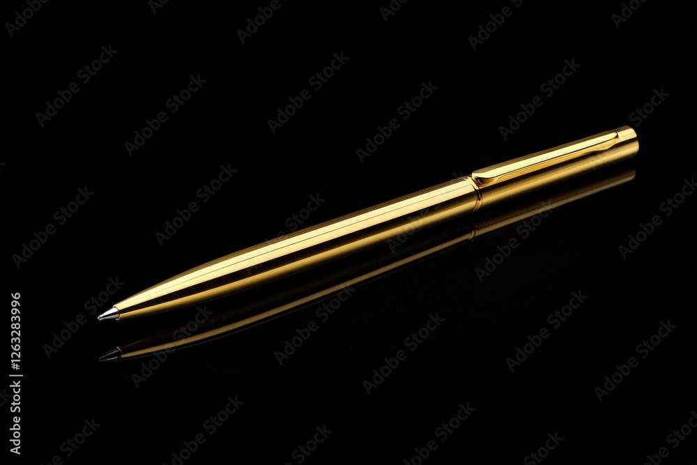 Elegant golden pen signs victory contract amid sleek surface. Generative AI Elegant golden pen signs victory contract amid sleek surface. Generative AI
