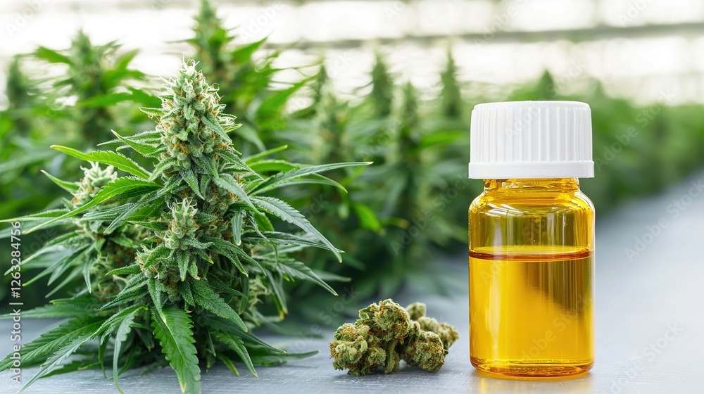 Growing rows of cannabis plants in medical farm environment vibrant greenery close-up imagery Growing rows of cannabis plants in medical farm environment vibrant greenery close-up imagery