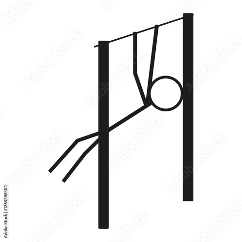 Gymnast on the horizontal bar. Athlete silhouette icon. Sports training vector. Minimalist gym figure. EPS 10.