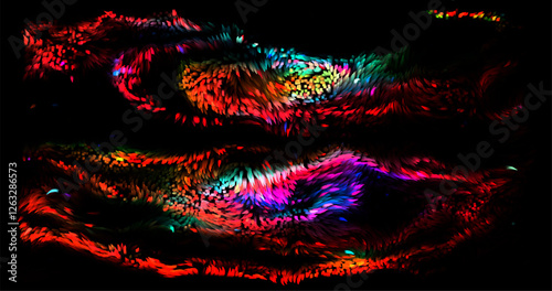 Colorful abstract texture created with Gradient flow and 3D structure imitate the movement of liquid or wind. Vibrant colors, volumetric waves and digital noise create a sense of depth and dynamics. I
