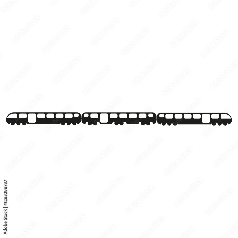 Train silhouette icon. Black transportation shape. Modern railway symbol. Locomotive vector illustration. EPS 10.