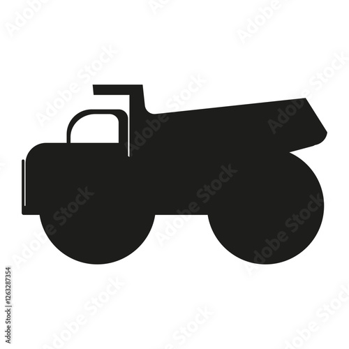 Dump truck icon. Heavy vehicle image. Construction machine graphic. Vector illustration. EPS 10.
