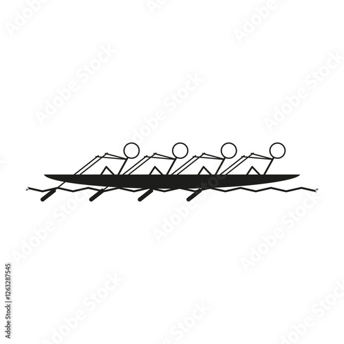 Rowing team icon. Paddling crew symbol. Sports activity vector. Synchrony and teamwork. EPS 10.