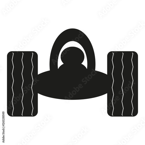 Racing car icon. Formula silhouette vector. Black tire details. Sports competition vehicle. EPS 10.