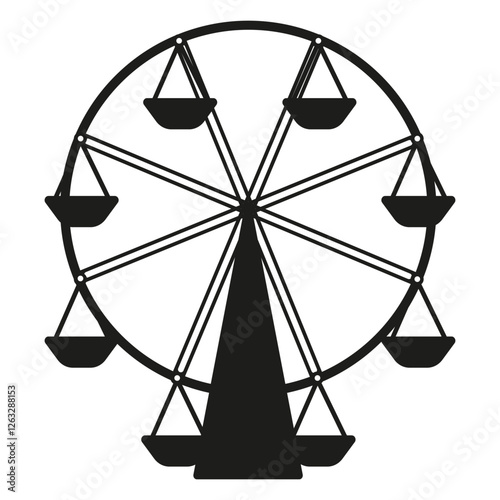 Ferris wheel vector. Amusement park ride. Circular black outline. Fun fairground symbol. EPS 10.