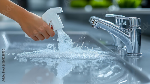 Woman using aerator in modern bathroom sink