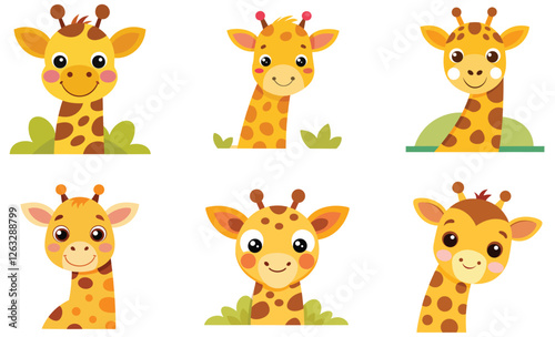 set of funny cartoon animals