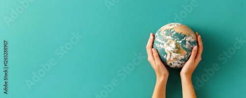 Two Hands Cradling the Earth in Simple Illustration