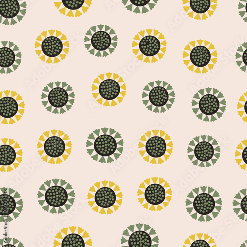 Floral seamless surface pattern design. Flowery textured background of mandala flowers